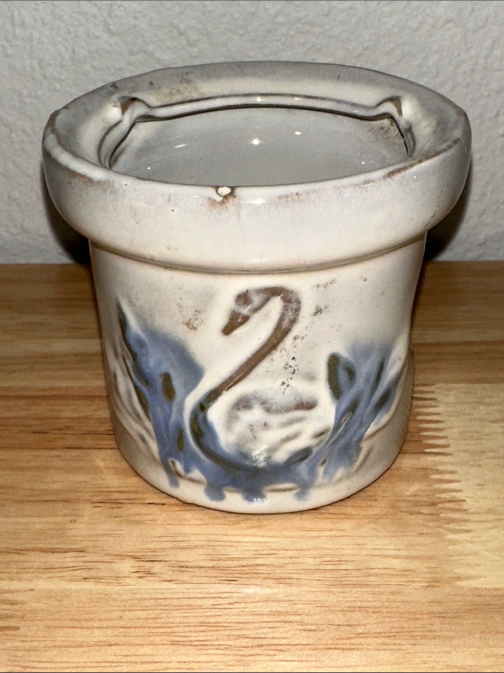 Vintage Giftco Blue Swan Ceramic Potpourri Burner & Tealight Wax Warmer 1980s
